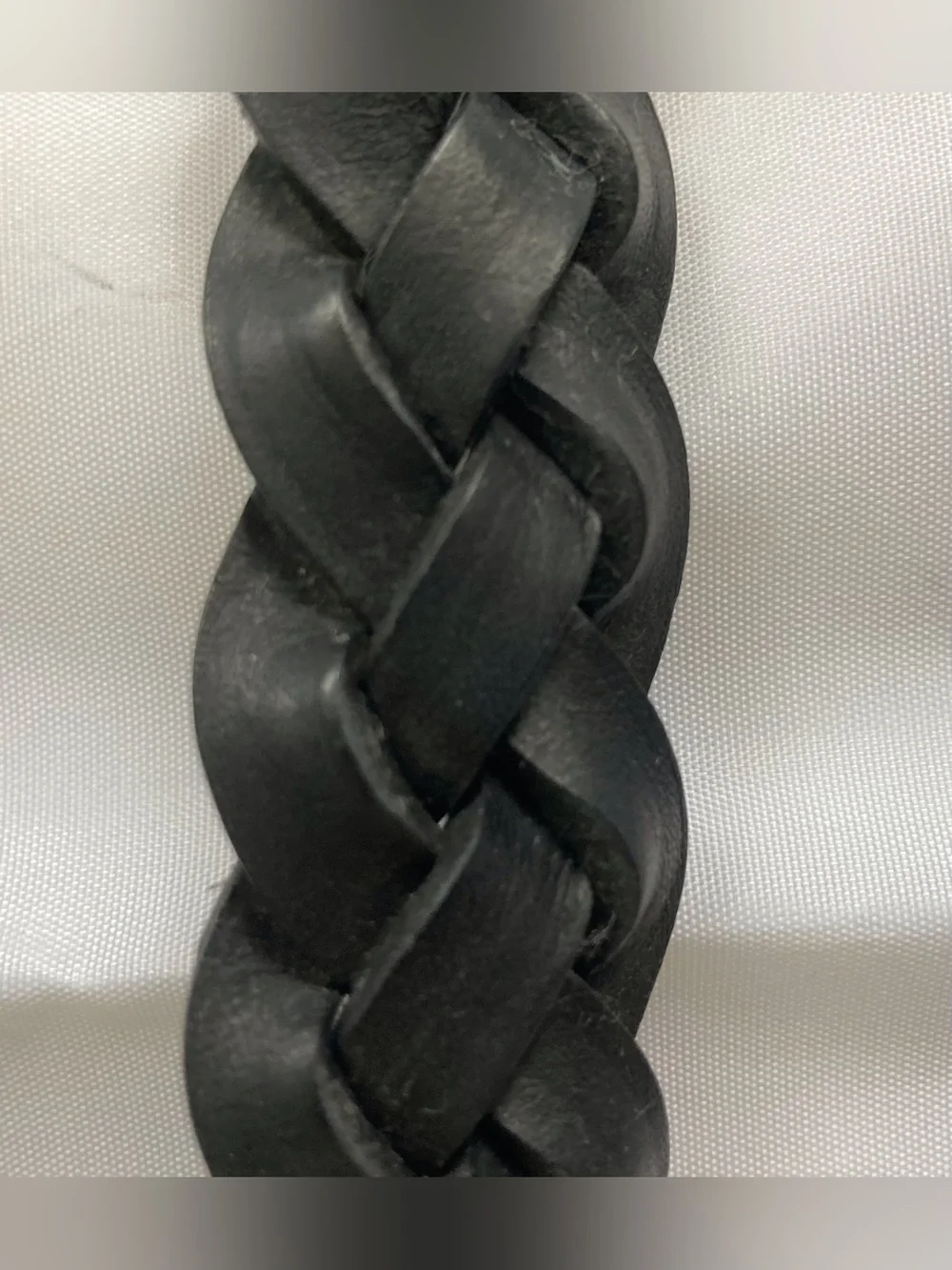 Patagonia Vintage 80’s Black Braided Leather Belt Size 34 USA 7600 Crest Mt.Logo